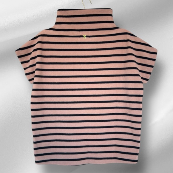 Dudley Stephens Bowery Mock Neck Top Khaki Black Stripe Vello Fleece XS NWT - Picture 2 of 6